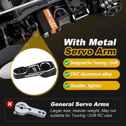 HobbyPark Low Profile Servo 0.07sec Fast Speed Steering Servo 15kg fit 1/10 RC Touring Cars Drift for Tamiya TT02 HPI RS4 Sport 3 Sprint 2 Kyosho Fazer Mk2 MST Traxxas 4-Tec 3.0 2.0 Waterproof