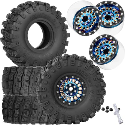 1.9 Brass Wheel Tires for 1/10 SCX10 SCX10 II 90046 SCX10 III AXI03007 SCX10 Pro TRX4 TRX6 Gen7/8 D90 VS4-10 MST CFX RC Crawler Car,1.9 Brass&Aluminum RC Off Road Wheels and Tires,Colorful - color: Colorful - (4pcs Wheel Tires)