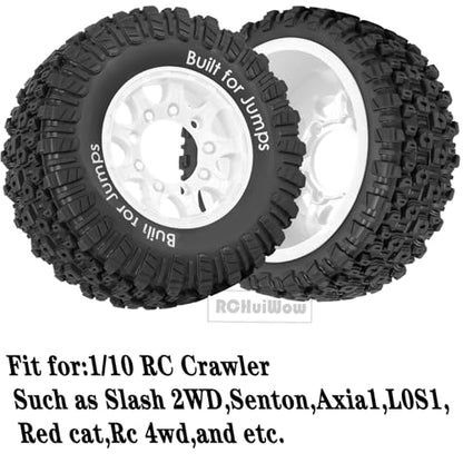 12mm/14mm/17mm Hex RC Tires for 1/10 RC Scale Truck Slash 2WD 4×4 Senton Axia1 L0S1 Red cat Rc 4wd,1/10 Short Course Truck Tires w/Foam Inserts,4PCS,White - color: White(4pcs)
