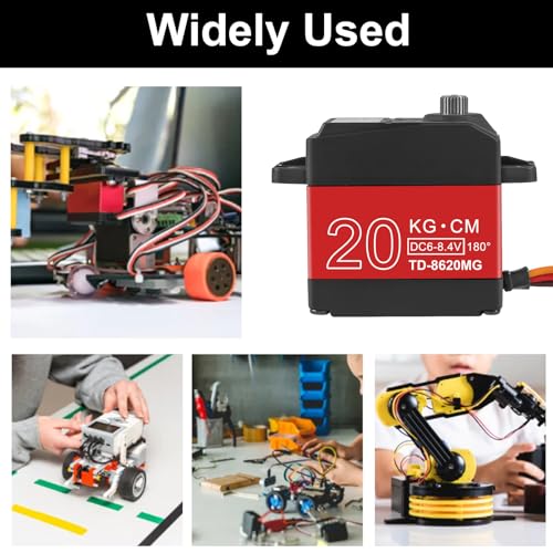 AITRIP 2Pack 20KG Digital RC Servo High Torque Full Metal Gear Waterproof with 25T Servo Horn for RC Model DIY, Control Angle 180 - color: 20kg