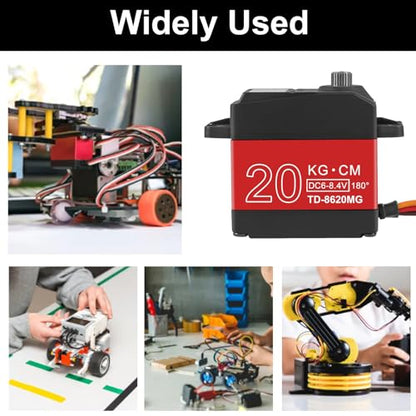 AITRIP 2Pack 20KG Digital RC Servo High Torque Full Metal Gear Waterproof with 25T Servo Horn for RC Model DIY, Control Angle 180 - color: 20kg
