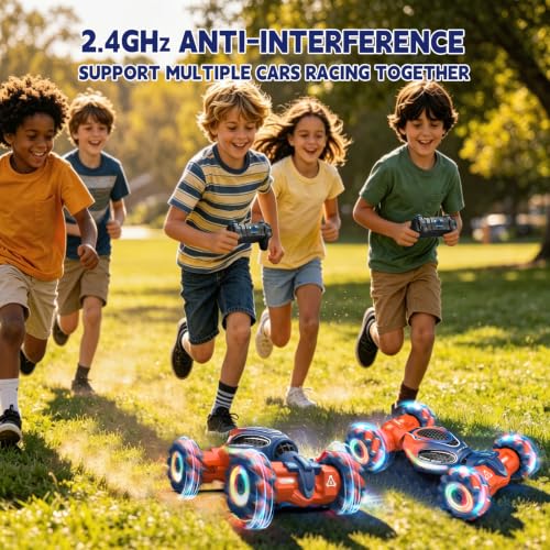 Remote Control Car - RC Drift Car Gesture Sensing Toy Boy Age 6-8-12 Gifts | Gesture Sensing RC Stunt Car for Kids Toys 6 7 8 9 10 11 12 Year Old Boy Birthday Christmas Presents with Lights Music - color: Orange