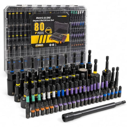 80-Piece Magnetic Impact Nut Driver Set, Metric & SAE Adapters | CR-V Metric & SAE Sockets, S2 Power Bits, Universal Socket, Wing Nut Driver, Bit Holder, Bit Holder Nut Drivers Bit Set