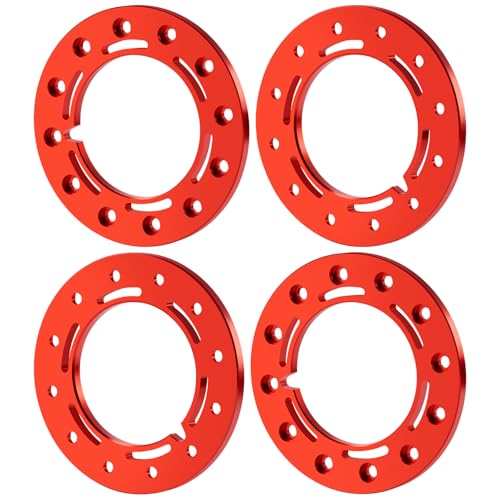 Aluminum 1.55inch Beadlock Ring 1Set/4PCS for AXIAL UTB18 D90 TF2 CC01 AX90069 MST JIMNY 1/10 RC Crawler Truck Car Wheels (Red) - color: Red