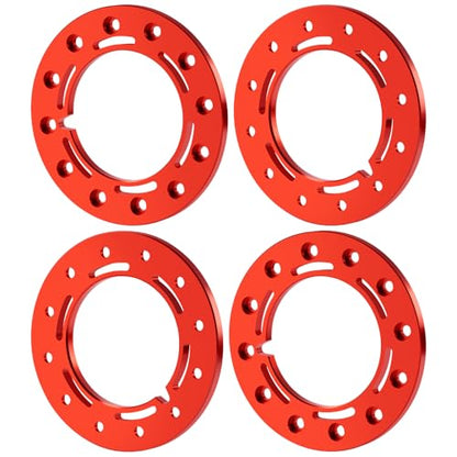 Aluminum 1.55inch Beadlock Ring 1Set/4PCS for AXIAL UTB18 D90 TF2 CC01 AX90069 MST JIMNY 1/10 RC Crawler Truck Car Wheels (Red) - color: Red