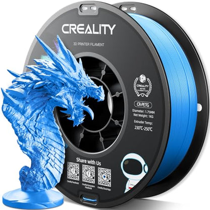 Official Creality PETG 3D Printer Filament 1.75mm 1KG (2.2lbs), Digital Blue | High Precision Strong Toughness, Odorless Better Flow Moistureproof 3D Printing Ender Filament - color: Petg-1kg Digital Blue, size: 1.75 mm