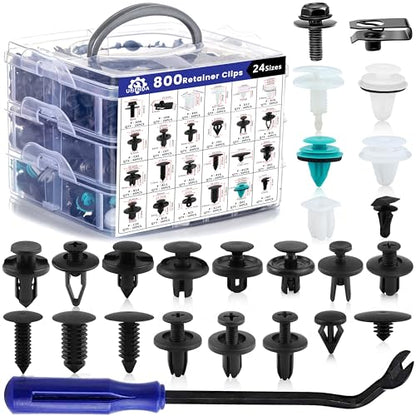 801pcs Car Push Retainer Clips with 24 Popular Push Pins for Auto Parts - Sizes - Blue Fastener Remover Tool for Toyota, GM, Ford, Honda, Acura, Chrysler - size: Car Clips 801PCS-Blue