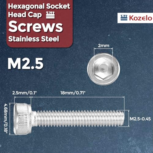 30pcs Socket Head Cap Screws - [M2.5-0.45 x 18mm] 304 Stainless Steel Allen Socket Drive for Electrical Motor 3D Printing Fan Engine Replacement Use, Silver - size: M2.5-0.45x18mm