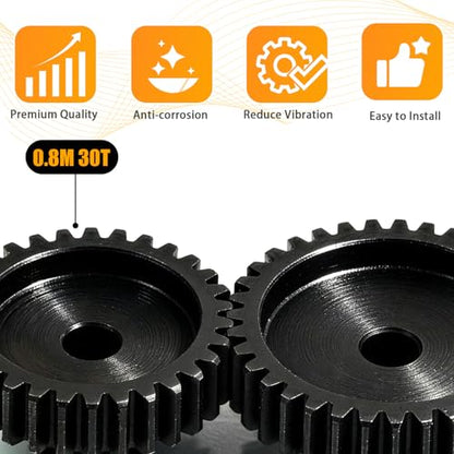 3-Pack Steel Metal 0.8M 5mm Pinion Motor Gear Sets 30T Compatible with HPI Kyosho Losi Axial Tamiya 1/8 1/10 RC Car Monster Truck Buggy, 0.8 Module Gear for Traxxsa Arrma - style: 3Pcs 30T