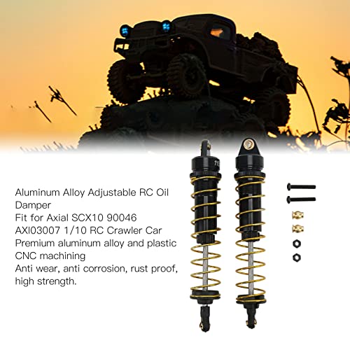 RC Shock Absorber Set 2Pcs, 115mm/4.5in Oil Pressure Adjustable Damper | For 1/10 Crawler Car Axial SCX10 90046, Assembled with Springs, Smooth Damping Response,Aluminum Build, Easy Tuning - color: Black