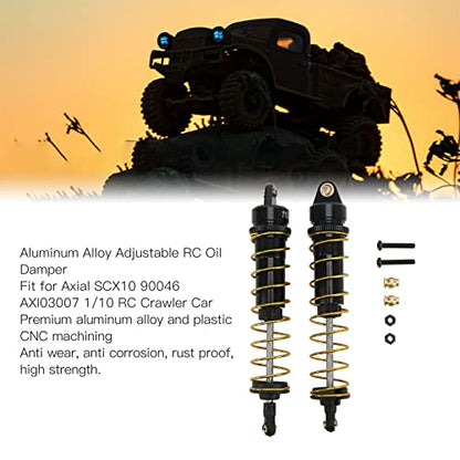 RC Shock Absorber Set 2Pcs, 115mm/4.5in Oil Pressure Adjustable Damper | For 1/10 Crawler Car Axial SCX10 90046, Assembled with Springs, Smooth Damping Response,Aluminum Build, Easy Tuning - color: Black