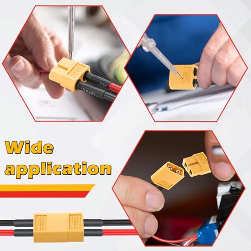 Frienda 10 Pairs Xt60 Plug Connector Female and Male with 14awg Silicon Wire Pre-soldered Kit Bullet Plug Connector for Rc Lipo Battery Cable FPV Quadcopter Car Boat