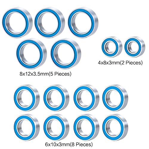 15PCS Rubber Sealed Bearings Kit for LaTrax 1/18 4WD Rally Teton | SST and Prerunner RC Car Upgrade Parts