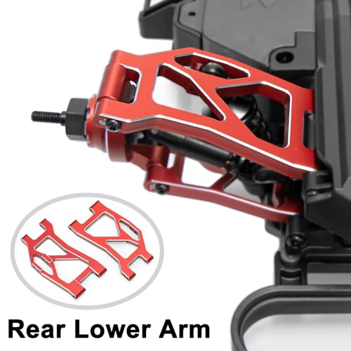 Aluminum 1/16 Suspension Arms Front Rear and Upper Lower Suspension Arms | for Traxxas 1/16 Mini Slash 4X4 BL-2s 108164-1 RC Truck Upgrade, Red - color: Red