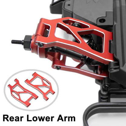 Aluminum 1/16 Suspension Arms Front Rear and Upper Lower Suspension Arms | for Traxxas 1/16 Mini Slash 4X4 BL-2s 108164-1 RC Truck Upgrade, Red - color: Red