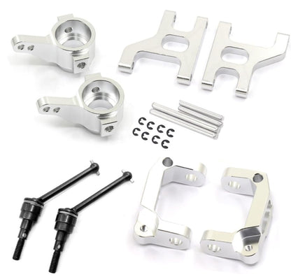 Front Lower Suspension Arm Hub Carrier Base C/Steering Cup/Metal Drive Shaft for 1/10 Tamiya CC01 TA02 TA03 4WD Buggy RC Car OP(Full Set Silver) - color: Full Set Silver