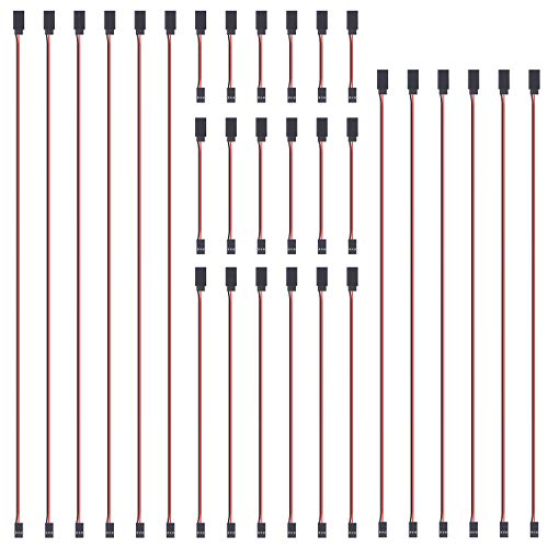 Favordrory 30 Pieces 3-Pin Extension Cable Cord Male to Female Lead Wire Connectors for Servo Extension Connection Control Board Remote Control Parts, 5 Sizes