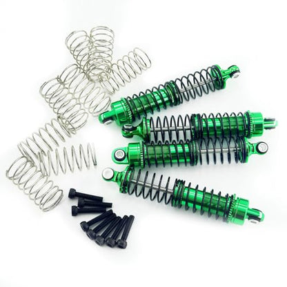 Aluminum Front & Rear Shock Absorber Set for 1/18 RC Cars, Threaded Oil Shocks Suspension Upgrade, 4-Pack (Red/Green) (Green) - color: Green