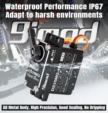 Waterproof 35KG High Torque RC Steering Servo Motor, Powerful & Fast Full Metal Gear Digital High Speed arduino servo for 1/8 1/10 1/12 RC Cars, Crawler, Truck, Buggy, Robotic, Control Angle 180° - size: 35kg 180°