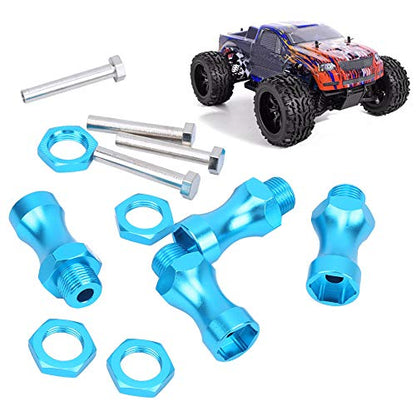 12Pcs Aluminum Alloy RC Wheel Hub Adapter, 1/10 to 1/8 RC Model Car Part, 12mm to 17mm Hex Drive Hub Coupling with 30mm Wheel Extension for Off - Road RC Trucks (Blue) - color: Blue