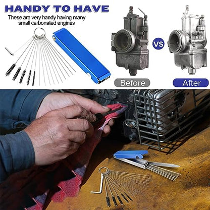 Valchoose Carburetor Cleaning Kit, Torch Tip Cleaner,2 Sets | 26 Cleaning Set, 10 Nylon Brushes, 20 Cleaning Needles, 2 Throttle Wrenches, Fits Jets, Nozzles, Small Engines - style: 2 set