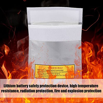 Fireproof Lipo Battery Bag, Flame Retardant Storage Pouch, Charging Container with Radiation Heat Resistant, Ideal for Various Aircraft Batteries, 18x23cm (Silver) - size: Silver
