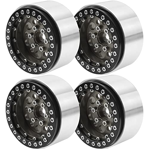 4Pack ShareGoo Aluminum Alloy 1.9" Beadlock Wheel Rims Hubs Compatible with Traxxas TRX4 Axial SCX10 RCAWD D90 D110 Tamiya CC01 1/10 RC Crawler Car (Titanium) - color: Titanium