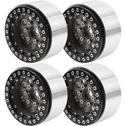4Pack ShareGoo Aluminum Alloy 1.9" Beadlock Wheel Rims Hubs Compatible with Traxxas TRX4 Axial SCX10 RCAWD D90 D110 Tamiya CC01 1/10 RC Crawler Car (Titanium) - color: Titanium