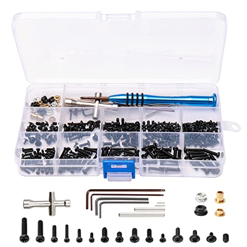 319PCS RC Screw Kit M2 M2.5 M3 Screws Bolt & Nuts Swing Arm Pin Hardware Fastener Replacement Wrench for Wltoys 144001 124018