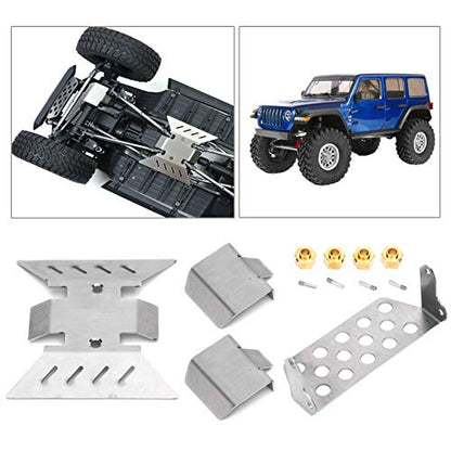 Stainless Steel Chassis Armor RC Skid Plate with 8mm Connector for AXIAL SCX10 III AXI03007 RC RC Crawler Car Upgrade