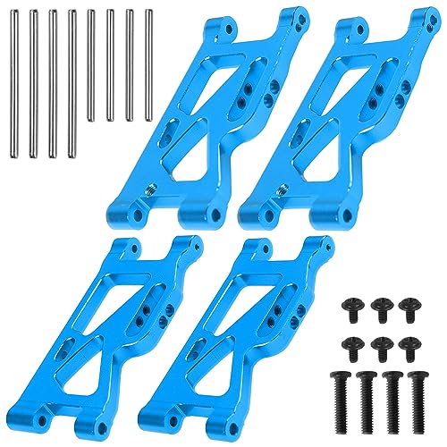 ShareGoo Aluminum Front Rear Swing Arm & Steering Knuckle Kit & Tie Rod Steering Servo Link Compatible with WLtoys 144010 144001 144002 1/14 RC Car (Blue) - color: Blue