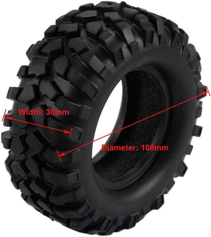 108mm RC Off Road Climbing Car Tires,WONFAST 4PCS RC Crawler Rubber Tires 1.9 inch Wheels Tyres Set for 1:10 RC Rock Crawler Car for Axial SCX10 D90 TF2 MST Tamiya TRX-4 Parts - color: 108mm