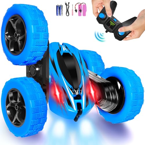 FREE TO FLY Remote Control Car Boys Toys: 360 Flip Rc Cars 2.4Ghz Double-Sided Rotating Stunt Car 6 7 8 9 10 11 12 Year Old Kids Girls Outdoor Indoor - color: Blue