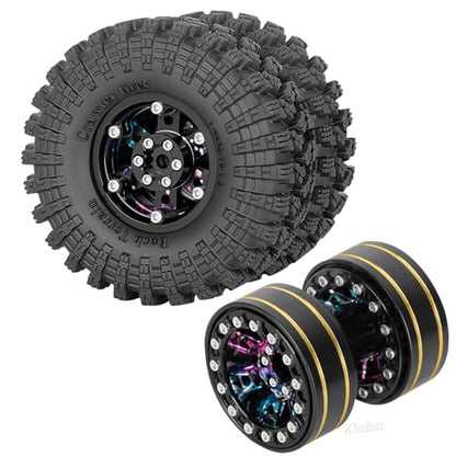 RC 1.3" Beadlock Tires Wheels for 1/18 1/24 Trx4m SCX24 FCX24 Ascent-18 RC Crawler Car,4pcs 1.3 Inch Wheel Rim Soft Rubber Tires,Colorful - color: Colorful-(1.3" Beadlock Tires）