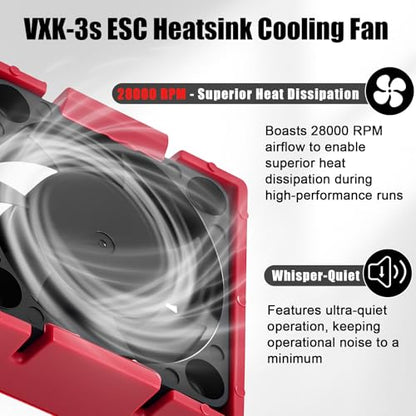 VXL-3s ESC Heat Sink Cooling Fan 28000RPM ESC Fan Heatsink for 1/8 1/10 RC Car Truck, Compatible with Traxxas Bandit/Slash/Stampede/Rustler 2WD/4X4 VXL-3s, Replace for #3340 Velineon (Red) - style: Red