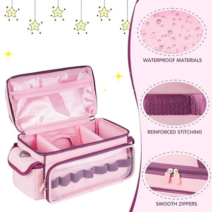 Carrying Case Compatible with Toniebox 2 & 1 Starter Set & Tonies Figures | Cute Storage Bag Fits for Tonies Characters,Headphones&Accessories, Travel Case with Clear Pocket&Speaker Window,Pink&Purple - color: Pink&Purple