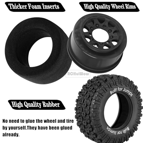 12mm/14mm/17mm Hex RC Tires for 1/10 RC Scale Truck Slash 2WD 4×4 Senton Axia1 L0S1 Red cat Rc 4wd,1/10 Short Course Truck Tires w/Foam Inserts,4PCS,Black - color: Black(4pcs)