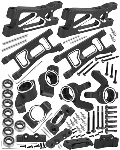 RC Upgrades Part for 1/24 Micro-B 2S 2WD,1/28 Micro-T 2S 2WD,Aluminum Suspension Arms/Caster Block/Steering Blocks/Rear Stub Axle Carriers/Suspension Mount,Black(LOS-1768,LOS-1761) - color: Black-(upgrades Part）