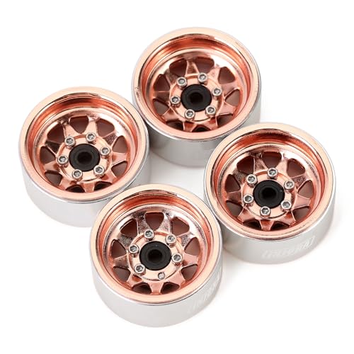 INJORA Stamped Steel 1.0 Beadlock Wheel Deep Dish for 1/18 1/24 (Rose Gold) - color: Rose Gold