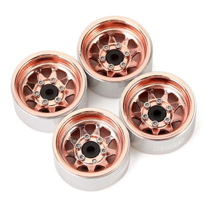 INJORA Stamped Steel 1.0 Beadlock Wheel Deep Dish for 1/18 1/24 (Rose Gold) - color: Rose Gold