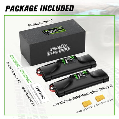 OVONIC 8.4V Hump NiMH Battery 3200mAh 7 Cell RC Battery with XT60 and TRA Connector