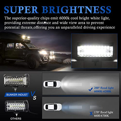 BUNKER INDUST Side Shooter LED Light Pods Wiring Harness Kit, 2 Pcs 7" Spot Flood LED Light Bar 80W Work Light Waterproof Cube Lights Off-Road Driving Bumper Light for ATV UTV Truck Boat Tractor - size: 7 Inch