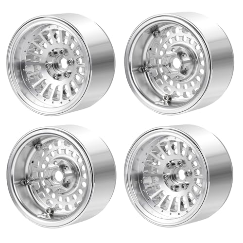 MOHERO 4Pcs Aluminum 2.2" Beadlock Wheel Rims 34.8mm for 1/10 RC Rock Crawler Axial SCX10 Wraith 90048 RR10 Upgrade Part (Silver)