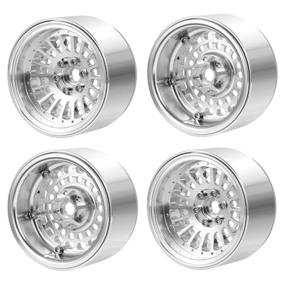 MOHERO 4Pcs Aluminum 2.2" Beadlock Wheel Rims 34.8mm for 1/10 RC Rock Crawler Axial SCX10 Wraith 90048 RR10 Upgrade Part (Silver)