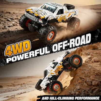 1:10 Amphibious Remote Control Car, 2.4 GHz Waterproof Monster Truck Toys RC Cars, 4WD All Terrain Off-Road Pickup RC Trucks , 2 Batteries 60Mins Play, Kids Toy Gift for Adults Kids Boys Girls