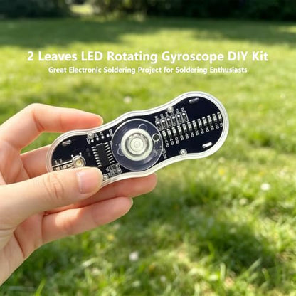 ISolderStore Soldering Projects LED Rotating Gyroscope DIY Kit 2 Leaves Gyroscope SMD Soldering Practice Kit Electronics Kit for Students