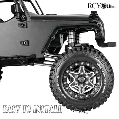 RC 1.9" Beadlock Wheels and Tires Set for 1/12 M-J-X H12Y H12Y+ H12P MN-128 RC Crawler,Wheels Tire OD 90MM/3.54",Aluminium Wheel Rims (4PCS),1.9" Beadlock Wheel Tires,Black - color: Black- (Wheel Tires)