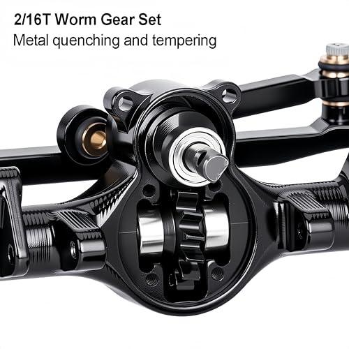 AMK SCX24 Axles +8mm Wide CNC Aluminum Front & Rear Axle Set with Brass Steering Knuckles, 3-Section CVD Drive Shafts (52° Max Steering Angle) for Axial SCX24 1/24 RC Crawler Upgrade Parts