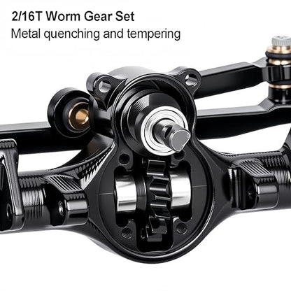 AMK SCX24 Axles +8mm Wide CNC Aluminum Front & Rear Axle Set with Brass Steering Knuckles, 3-Section CVD Drive Shafts (52° Max Steering Angle) for Axial SCX24 1/24 RC Crawler Upgrade Parts