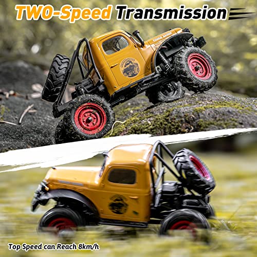 BEEZRC FMS 1/24 RC Crawler FCX24S Power Wagon S RTR, 4WD Off-Road Mini Rock Crawler Remote Control Car, 2.4GHz Hobby Grade Electric RC Truck, Hobby rc Crawlers for Adults (Yellow) - color: Yellow